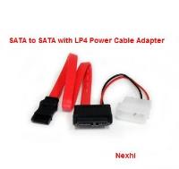 Nexhi Slimline SATA to SATA with LP4 Power Cable Adapter - 12-Inches (NX-SATA-F12)