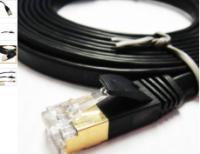 Nexhi CAT-7 Gigabit Ethernet UltraFlat Patch Cable, Black 14 Feet