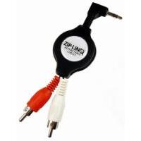 Ziplinq's Retractable 3.5mm to Dual RCA Black Audio Cable, BULK