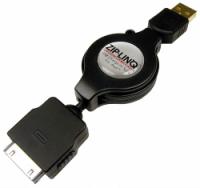 Ziplinq's Retractable iPod/iPhone USB Charge and Synch Black Cable