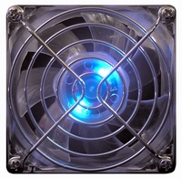 Fan, Chassis, 80mm, Crystal Clear w/ Blue LED's in Center, Ball Bearing